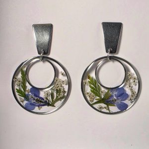 Bloom Halo Hoop Earrings (Indigo-Silver)