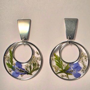 Bloom Halo Hoop Earrings (Indigo-Silver)