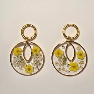 Oval Bloom Hoop Earrings – Yellow & White/Gold
