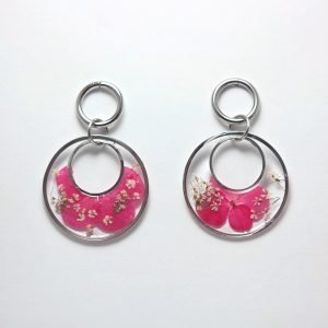 Bloom Halo Hoop Earrings – Hot Pink/Silver