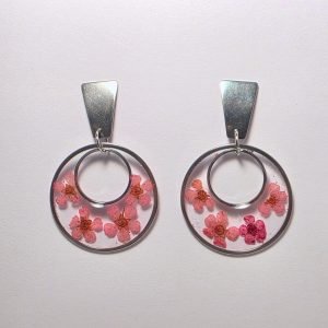 Bloom Halo Hoop Earrings – Pink/Silver