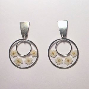 Bloom Halo Hoop Earrings – White/Silver