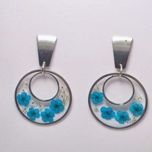 Bloom Halo Hoop Earrings – Blue, White/Silver