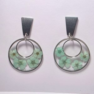 Bloom Halo Hoop Earrings – Light Green/Silver