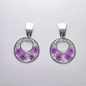 Clear Halo Hoop Earrings – Purple, White/Silver
