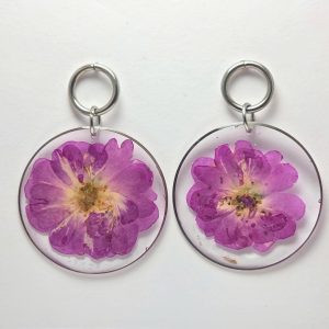 Big Flower Hoop Earrings – Magenta/Silver