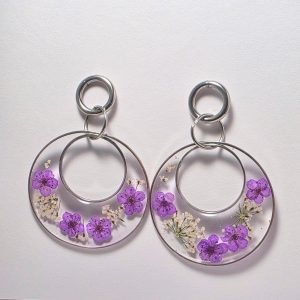 Bloom Halo Hoop Earrings – White, Purple/Silver