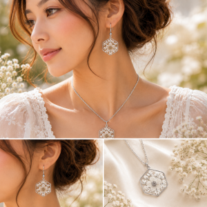 Real Pressed Flower Earring & Necklace Set (Style 29)