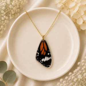 Style #10 Real Butterfly Wings Necklace (Monarch butterfly Danaus Plexippus)