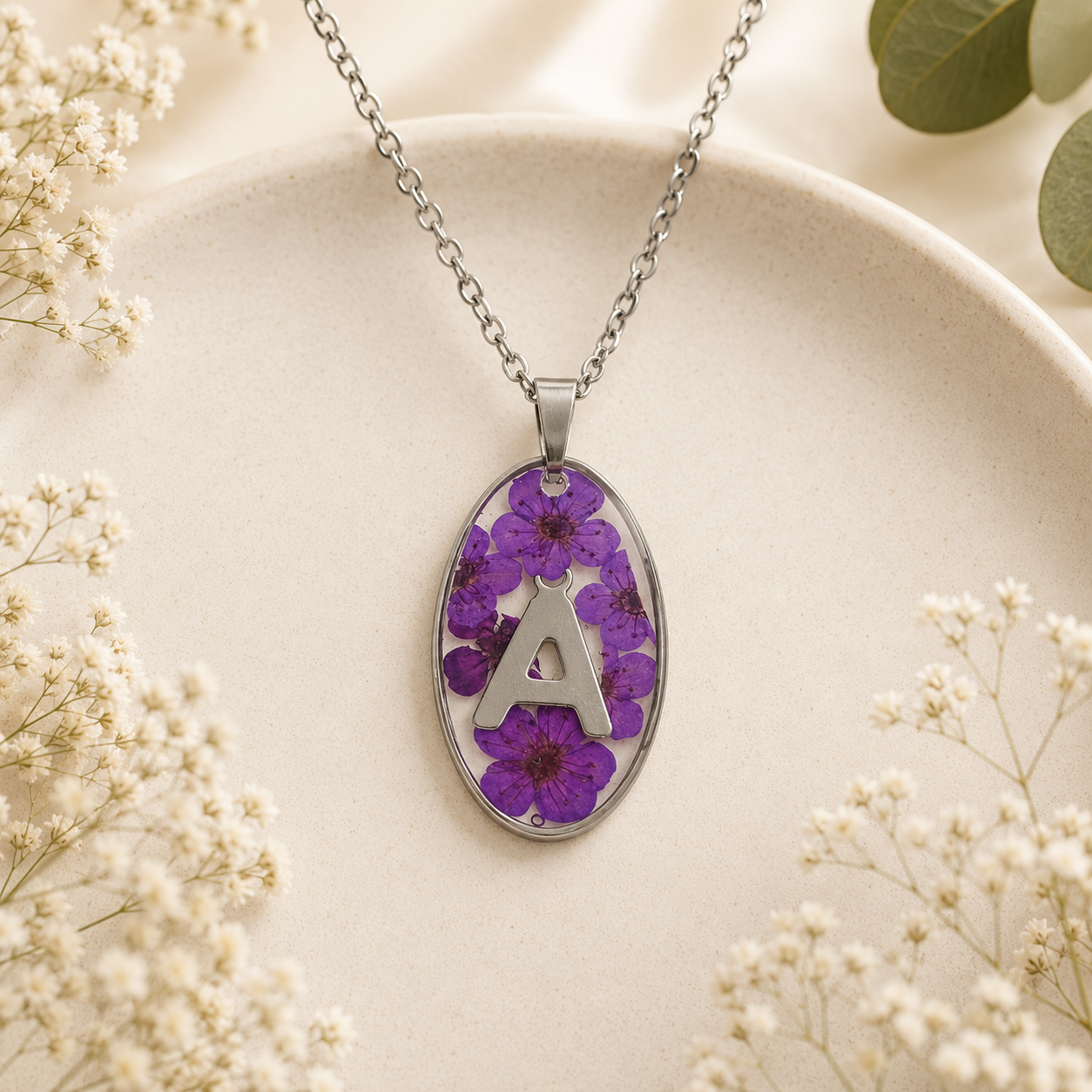 Real Pressed Flower Necklace (Style 100C)