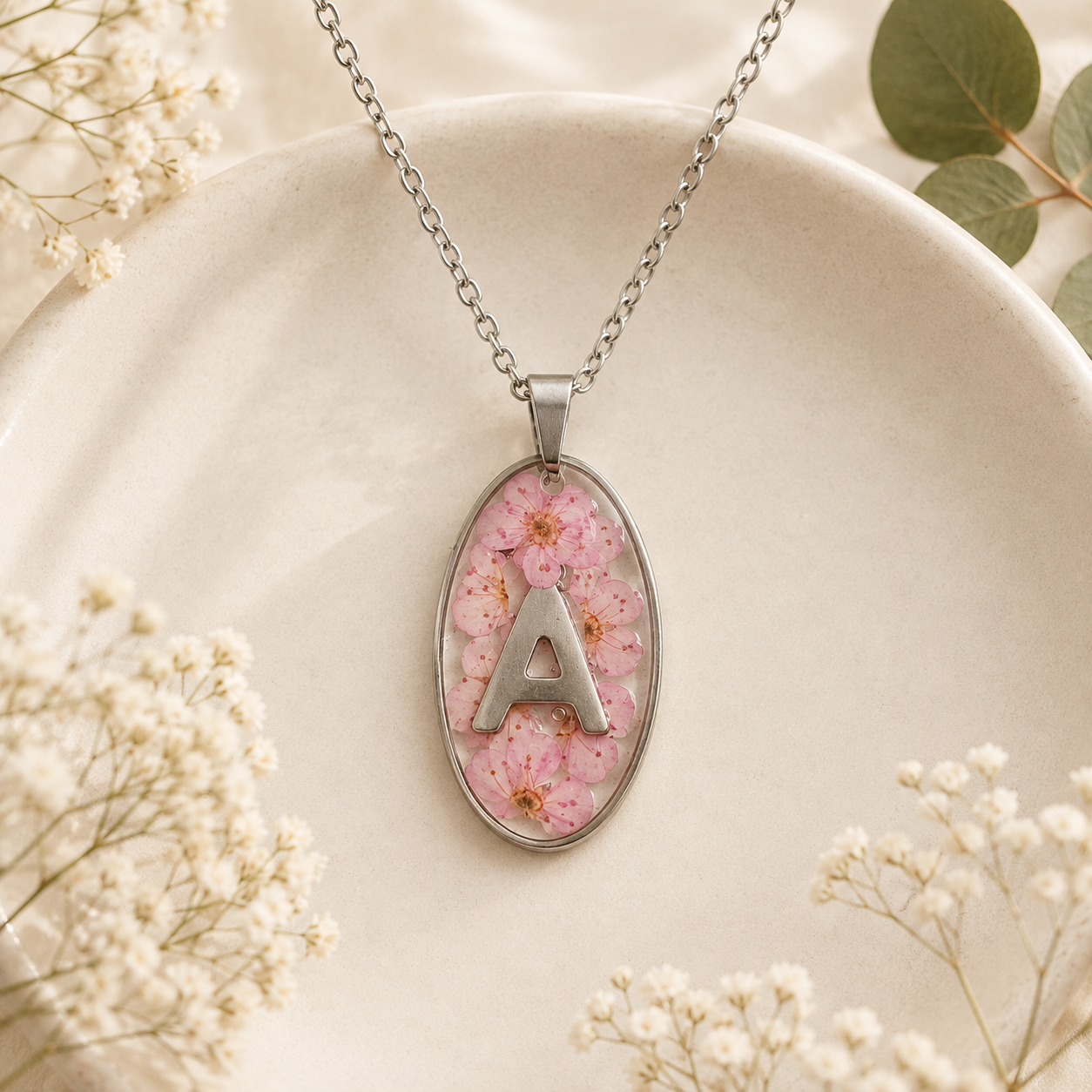 Real Pressed Flower Necklace (Style 100D)