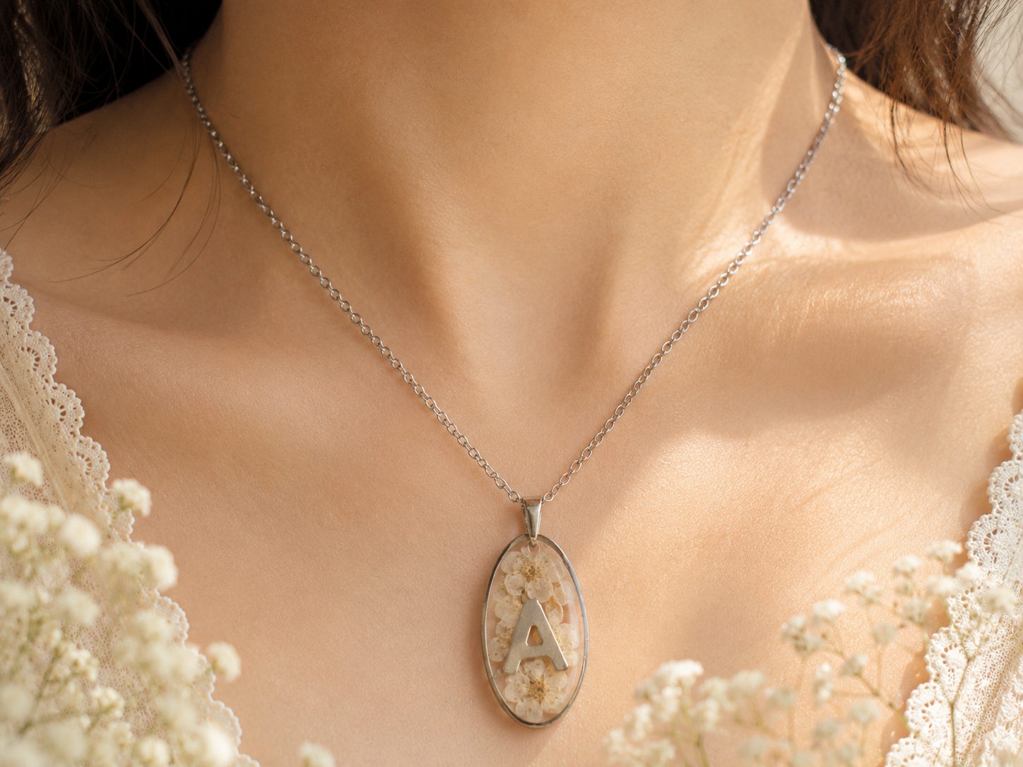 Real Pressed Flower Necklace (Style 100G)