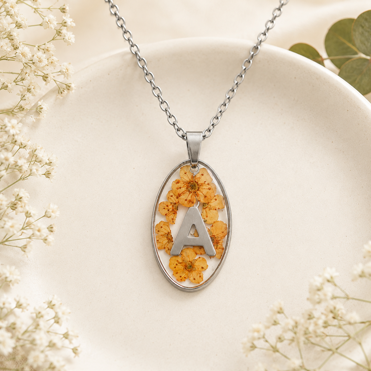 Real Pressed Flower Necklace (Style 100)