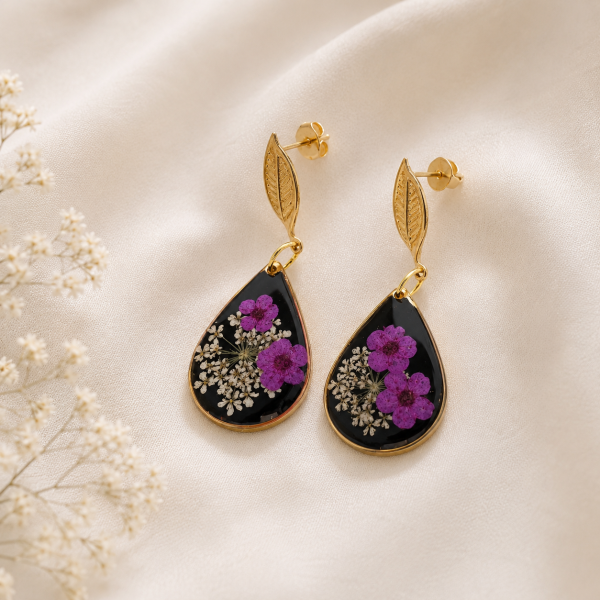 Real Pressed Flower Earrings (Style 106A)