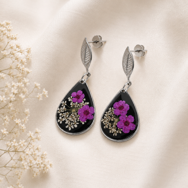 Real Pressed Flower Earrings (Style 106B)