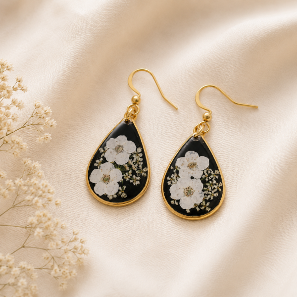 Real Pressed Flower Earrings (Style 106F)