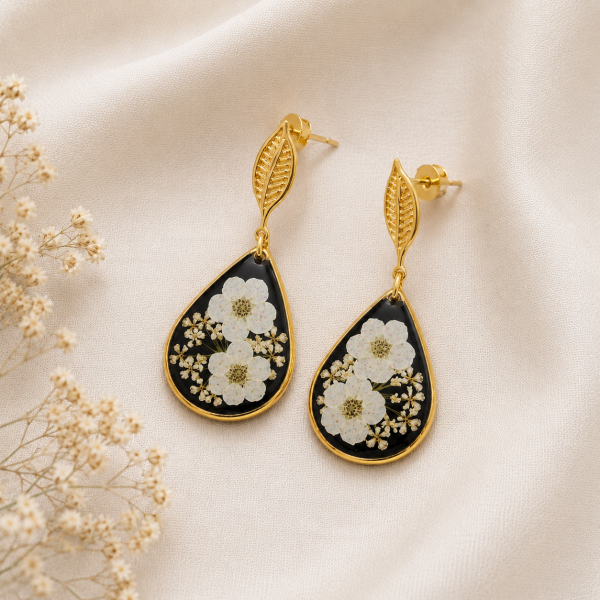 Real Pressed Flower Earrings (Style 106G)