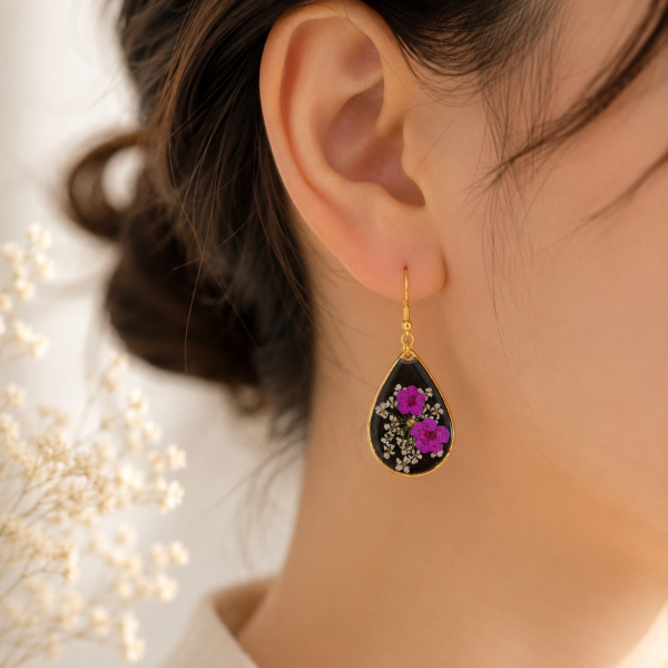 Real Pressed Flower Earrings (Style 106N)