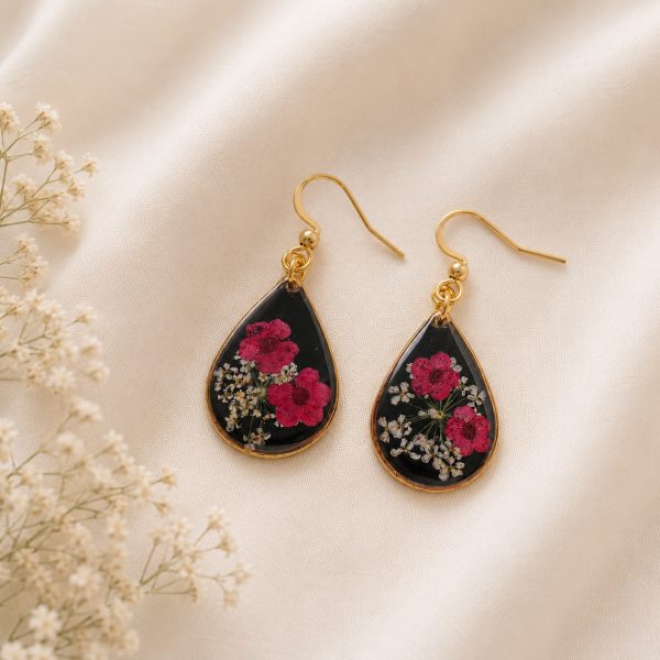 Real Pressed Flower Earrings (Style 106O)