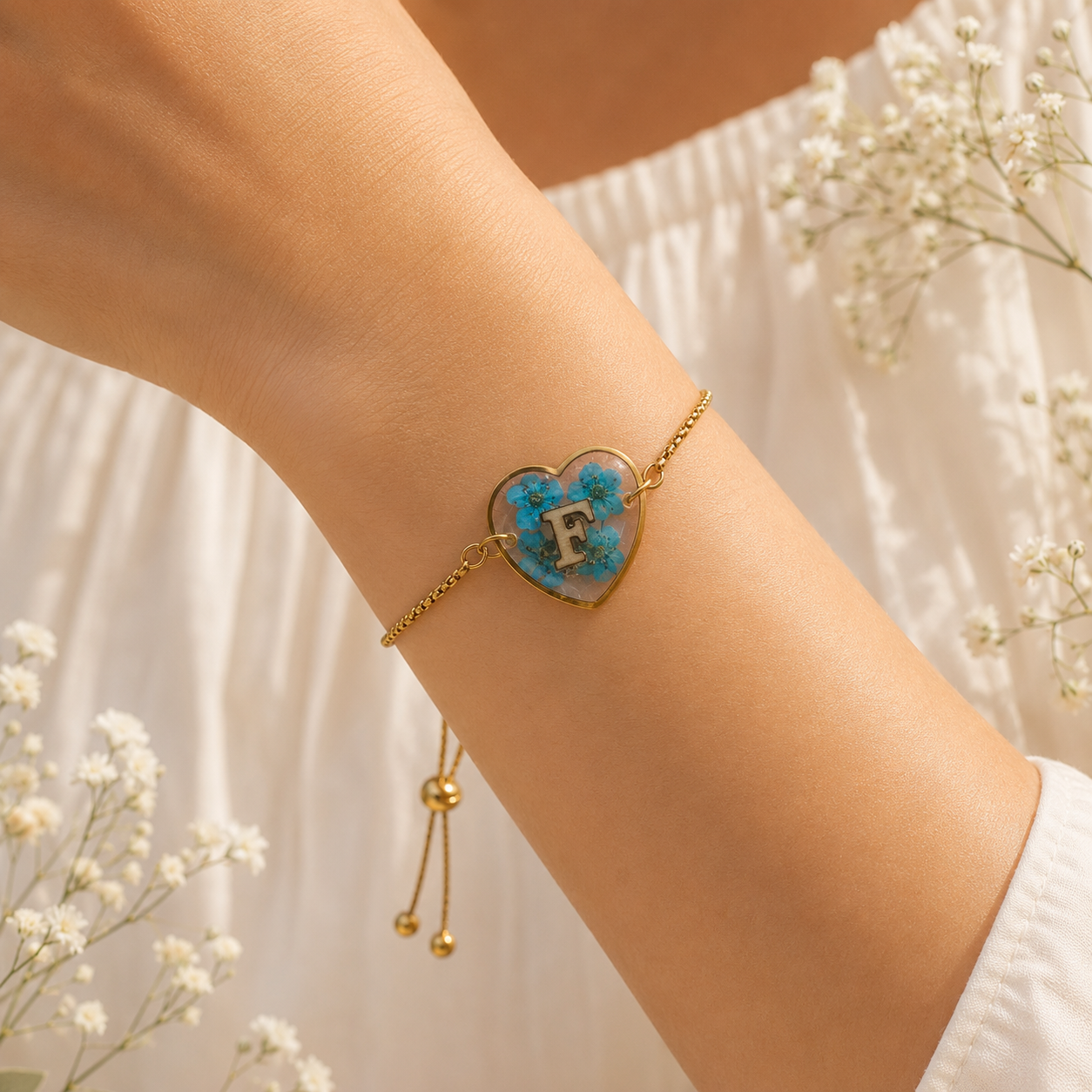 Real Pressed Flower Bracelet (Style 107F)