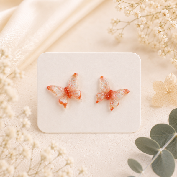 Butterfly Real Pressed Flower Earrings (Style 110B)