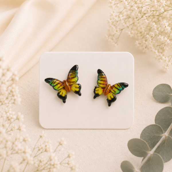 Butterfly Real Pressed Flower Earrings (Style 110C)