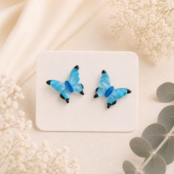 Butterfly Real Pressed Flower Earrings (Style 110D)