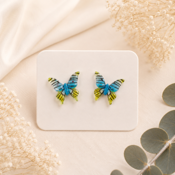 Butterfly Real Pressed Flower Earrings (Style 110E)