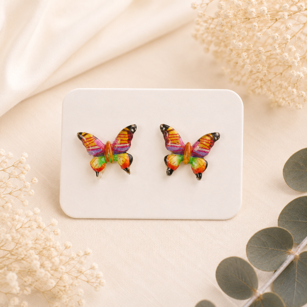 Butterfly Real Pressed Flower Earrings (Style 110F)