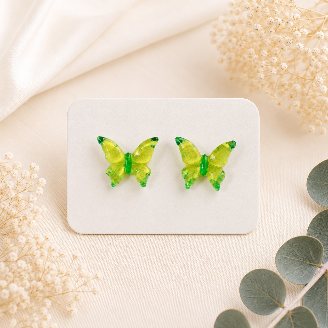 Butterfly Real Pressed Flower Earrings (Style 110H)