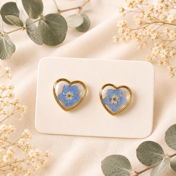 Purple Real Pressed Flower Earrings (Style 111A)