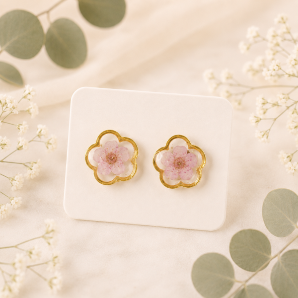 Blue Real Pressed Flower Earrings (Style 111)