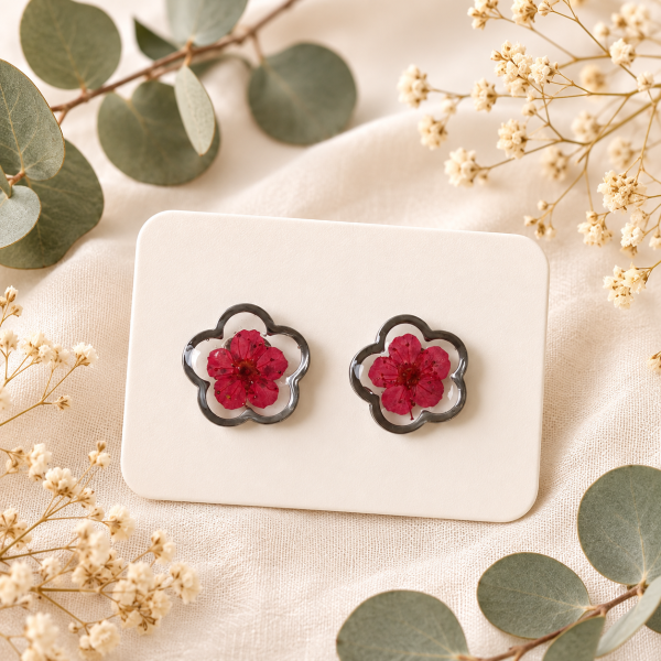 Blue Real Pressed Flower Earrings (Style 111)