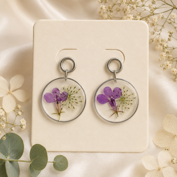 Real Pressed Flower Earrings (Style 136)