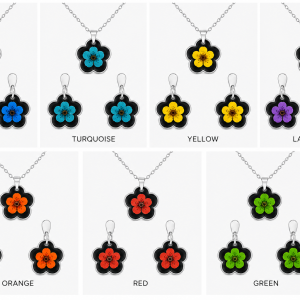 Real Pressed Flower Earrings & Necklace Set (Style 13L)