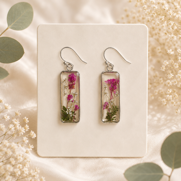 Orange Real Pressed Flower Earrings (Style 148)