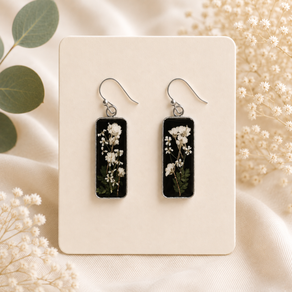 Orange Real Pressed Flower Earrings (Style 148)