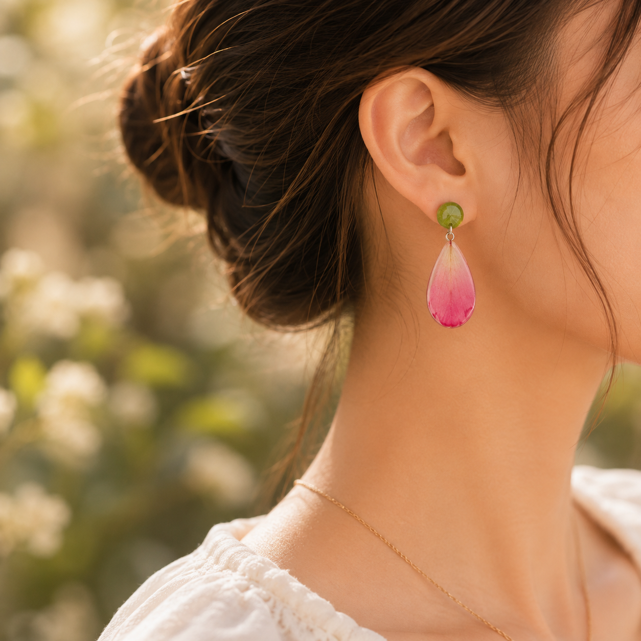 Rose Real Pressed Flower Earrings (Style 153)