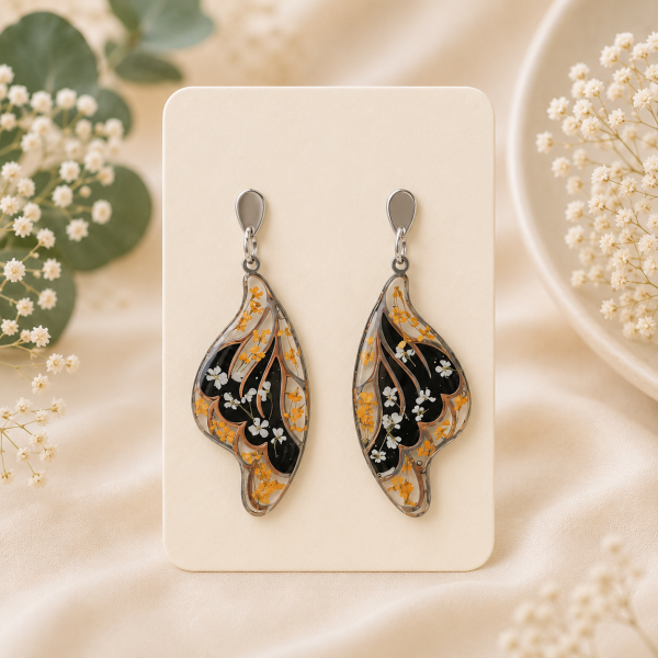 Butterfly Real Pressed Flower Earrings (Style 155A)