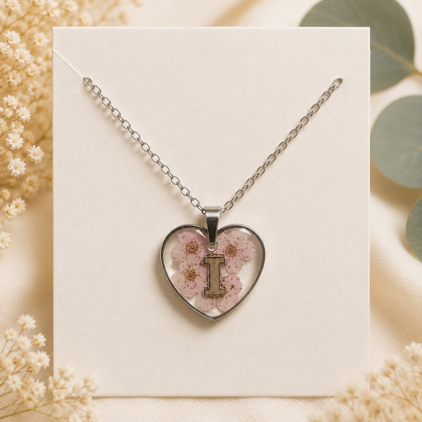 Pink Real Pressed Flower Necklace (Style 166I)