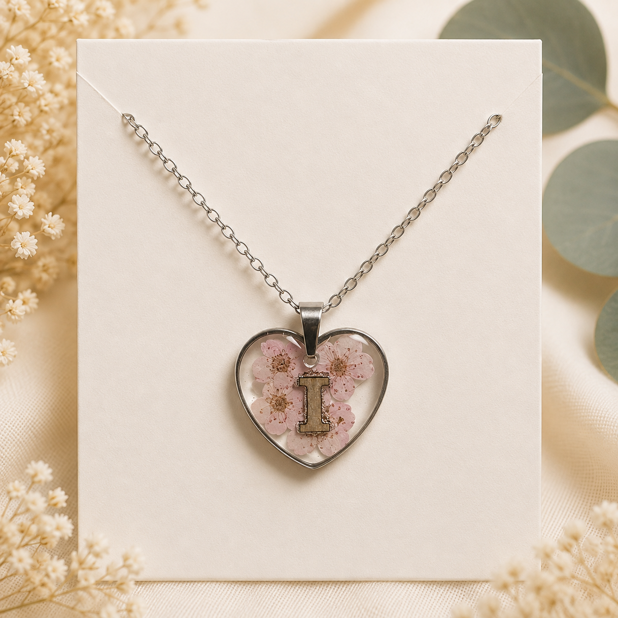 Pink Real Pressed Flower Necklace (Style 166I)