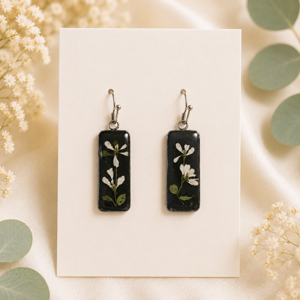 Real Pressed Flower Earrings & Necklace Set (Style 167)
