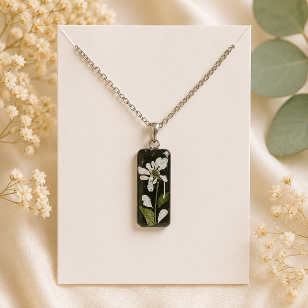 Real Pressed Flower Earrings & Necklace Set (Style 167)
