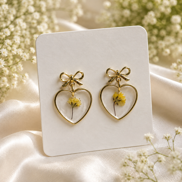Blue Real Pressed Flower Earrings & Necklace Set (Style 172)