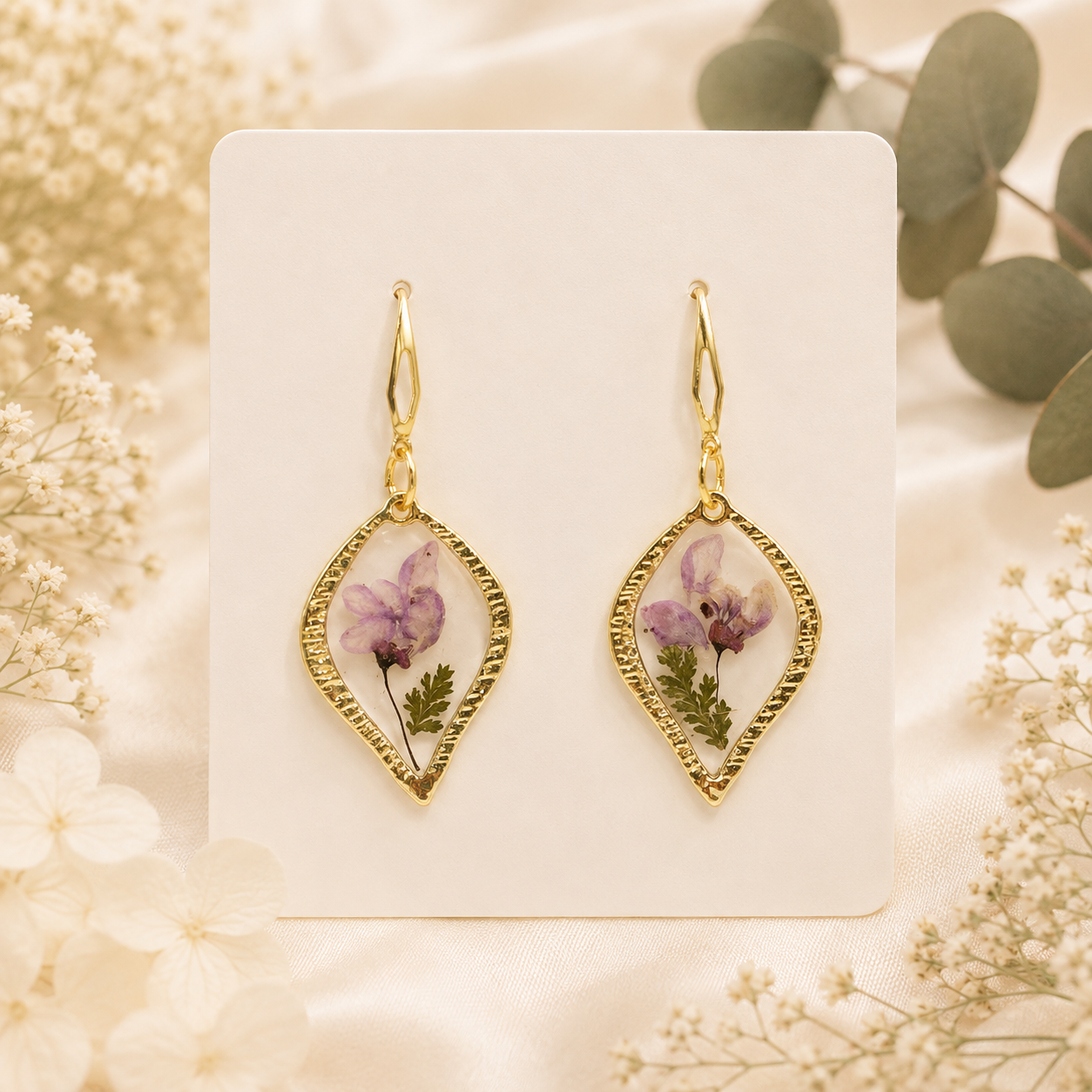 Real Pressed Flower Earrings (Style 173C)