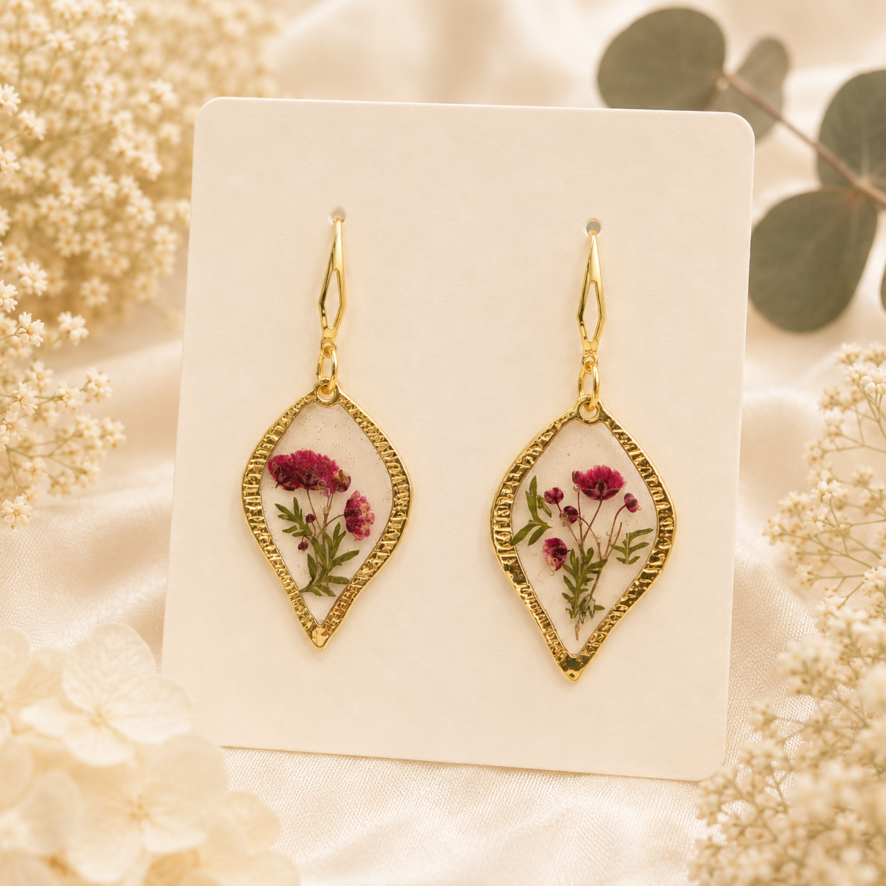 Real Pressed Flower Earrings (Style 173D)