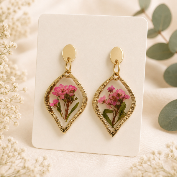 Real Pressed Flower Earrings (Style 173E)