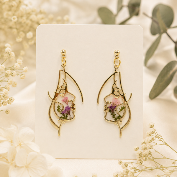 Real Pressed Flower Earrings (Style 174A)