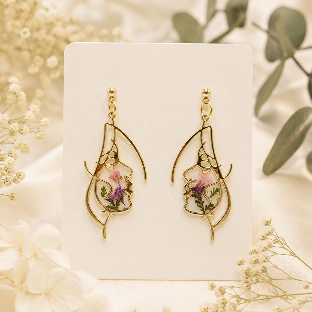 Real Pressed Flower Earrings (Style 174A)
