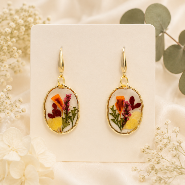Fall Real Pressed Flower Earrings (Style 175)